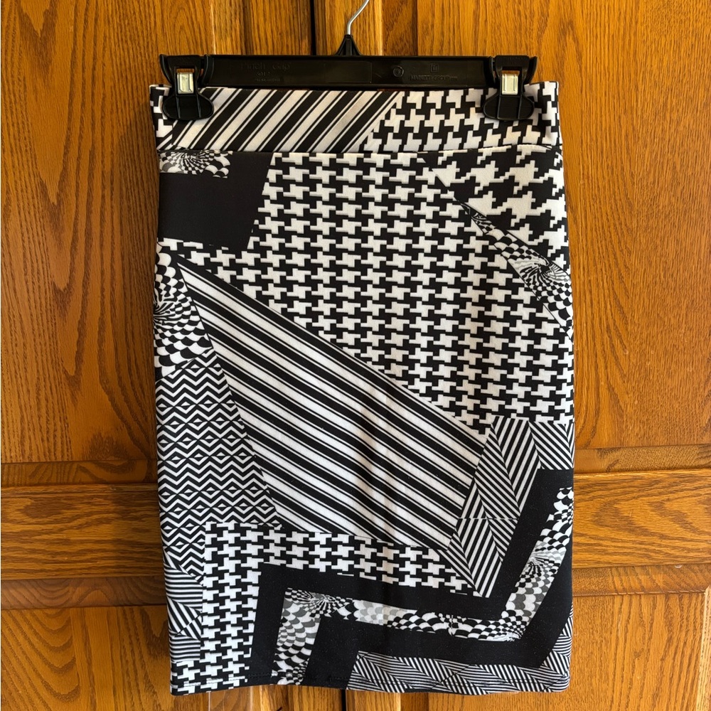 Monochrome Geometric Hound-tooth Pencil Skirt Size Medium M